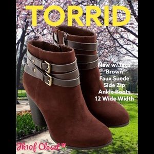 ⬇️LOWEST❌ NWT TORRID 12 WIDE WIDTH FAUX SUEDE ANKLE BOOTS